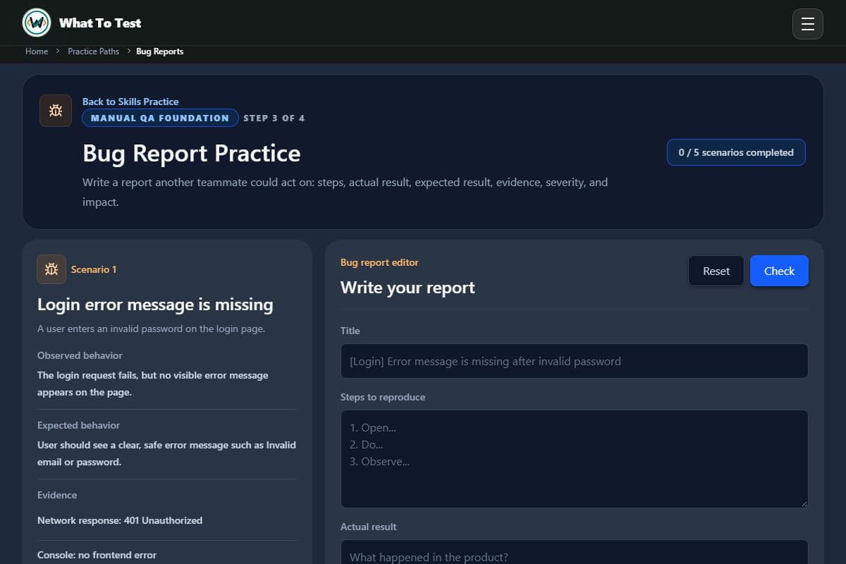 Bug reports: The defect scenario and structured bug report fields.