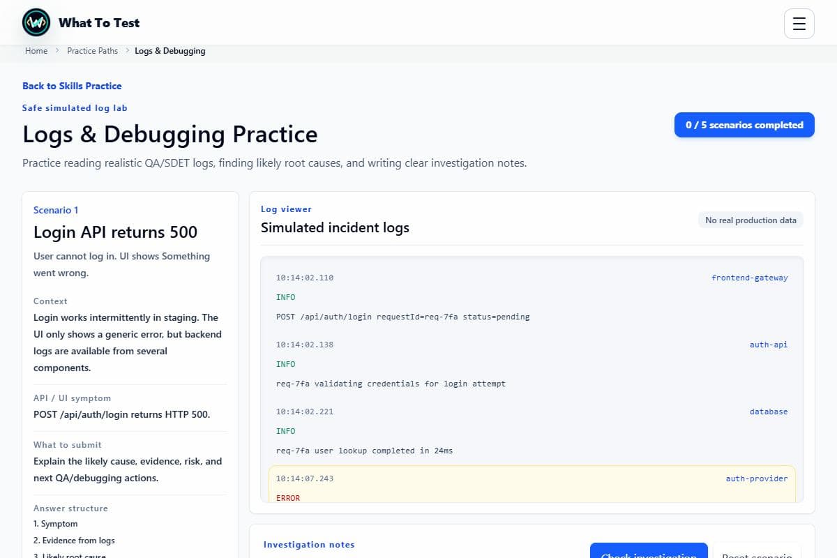 Logs and debugging: Correlated incident logs and investigation context.