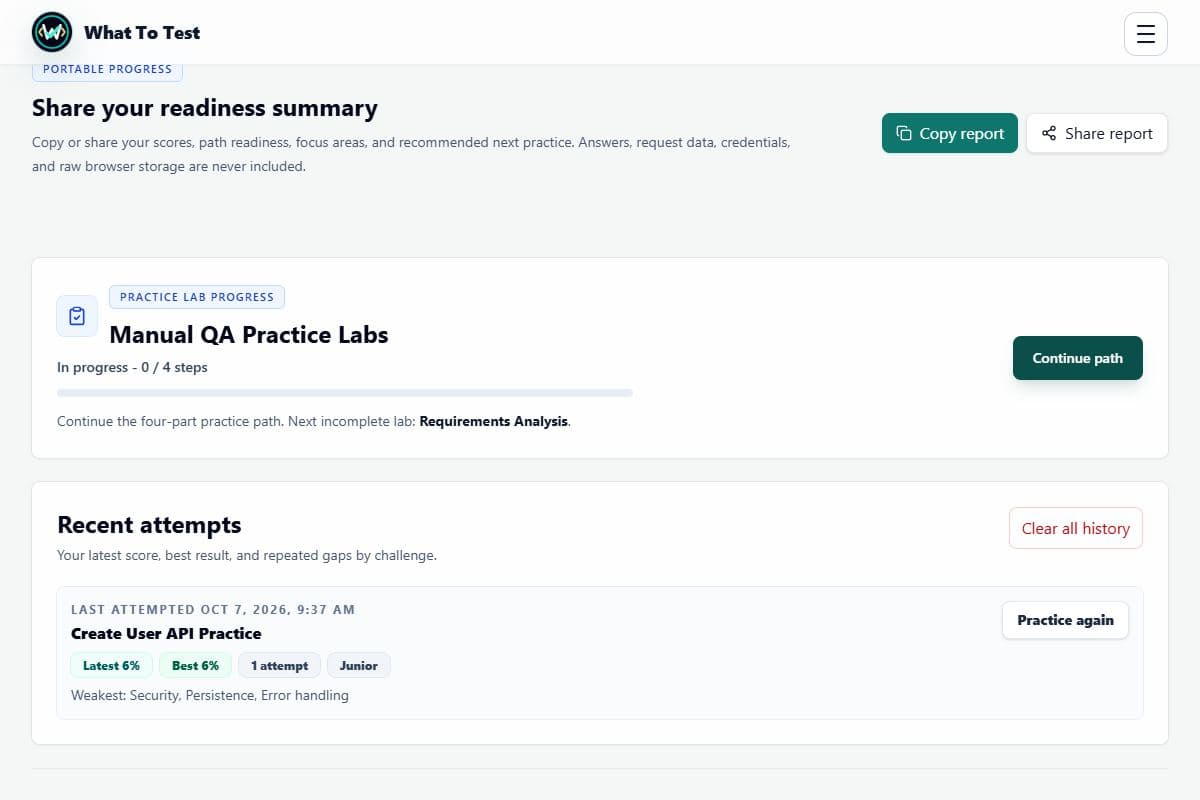 Readiness report and portfolio: Readiness summary controls. Nothing has been shared or sent.